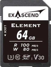 Exascend Element R100/W80 SDXC 64GB, UHS-I U3, Class 10