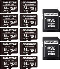 Gigastone 4K UHD Video R90/W20 microSDXC 64GB Kit, UHS-I U3, A1, Class 10, 10er-Pack