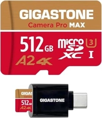Gigastone Camera Pro MAX R130/W85 microSDXC 512GB Kit, UHS-I U3, A2, Class 10