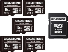 Gigastone Full HD Video R85/W15 microSDHC 16GB Kit, UHS-I U1, Class 10, 5er-Pack