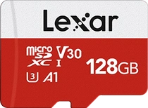 Lexar E-Serie R100/W30 microSDXC 128GB Kit, UHS-I U3, A1, Class 10