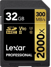 Lexar Professional 2000x Gold Series R300/W260 SDHC 32GB, UHS-II U3, Class 10