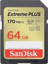 SanDisk Extreme PLUS R170/W80 SDXC 64GB, UHS-I U3, Class 10