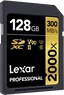 Lexar Professional 2000x Gold Series R300/W260 SDXC 128GB, UHS-II U3, Class 10
