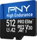PNY Pro Elite High Endurance R100/W90 microSDXC 512GB Kit, UHS-I U3, A2, Class 10