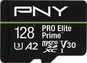 PNY Pro Elite Prime R200/W150 microSDXC 128GB USB-Kit, UHS-I U3, A2, Class 10