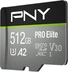 PNY Pro Elite R100/W90 microSDXC 512GB Kit, UHS-I U3, A2, Class 10