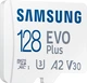 Samsung EVO Plus 2021 R130 microSDXC 128GB Kit, UHS-I U3, A2, Class 10