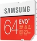 Samsung EVO+ R80/W20 SDXC 64GB, UHS-I, Class 10