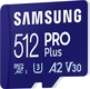 Samsung PRO Plus R180/W130 microSDXC 512GB Kit, UHS-I U3, A2, Class 10