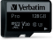 Verbatim Pro U3 R90/W45 microSDXC 128GB Kit, UHS-I U3, Class 10