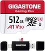 Gigastone Gaming Plus R100/W60 microSDXC 512GB Kit, UHS-I U3, A1, Class 10