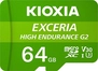 KIOXIA EXCERIA HIGH ENDURANCE G2 R100/W50 microSDXC 64GB Kit, UHS...