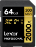 Lexar Professional 2000x Gold Series R300/W260 SDXC 64GB, UHS-II ...