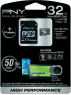 PNY High Performance R50/W20 microSDHC 32GB Kit, UHS-I, Class 10