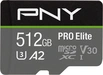 PNY Pro Elite R100/W90 microSDXC 512GB Kit, UHS-I U3, A2, Class 1...