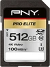 PNY Pro Elite R100/W90 SDXC 512GB, UHS-I U3, Class 10