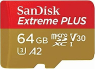SanDisk Extreme PLUS R200/W90 microSDXC 64GB Kit, UHS-I U3, A2, C...