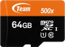 TeamGroup 500x Orange R100/W20 microSDXC 64GB Kit, UHS-I U1, Clas...