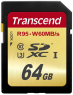Transcend R95/W60 SDXC 64GB, UHS-I U3, Class 10
