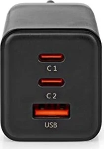 Nedis Charger 65W GaN quick charging function 3x USB-A/2x USB-C black