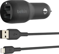 Belkin BoostCharge Dual USB-A зарядка в машину 24W + USB-A to Lightning cable black