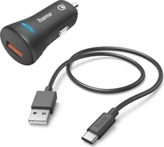 Hama car-quick charger с charging cable USB-C QC 19.5W 1.5m black