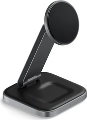 Satechi 2 в 1 foldable Qi2 wireless Charging Stand grey/black