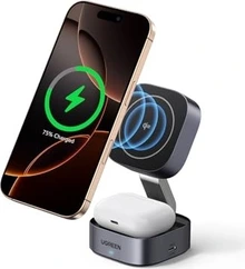 Ugreen 2 в 1 Qi2 magnetic foldable зарядная станция grey