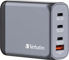 Verbatim 100W GaN charger с 4 разъемами grey