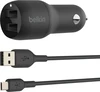 Belkin BoostCharge Dual USB-A зарядка в машину 24W + USB-A to micro USB black